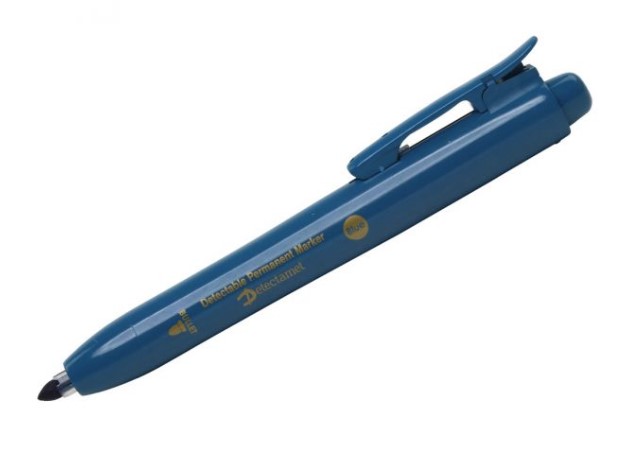 Metal Detectable Retractable Blk Bullet Tip Marker PK 10